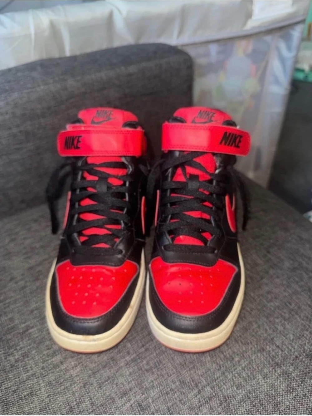 Nike Kids Red and Black High-Top Sneakers